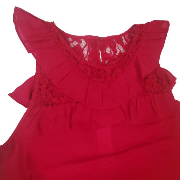 Bb Dakota womens blouse Size medium Red color sleeveless ruffle new $ 78 - Picture 13 of 15